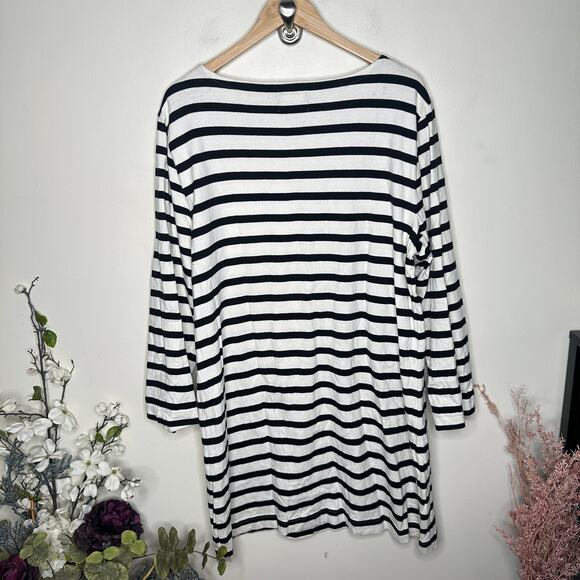 J. CREW Mariner Cloth Shirt Dress Gold Buttons Black White Stripe Sz XXL {3D47} - Picture 5 of 8